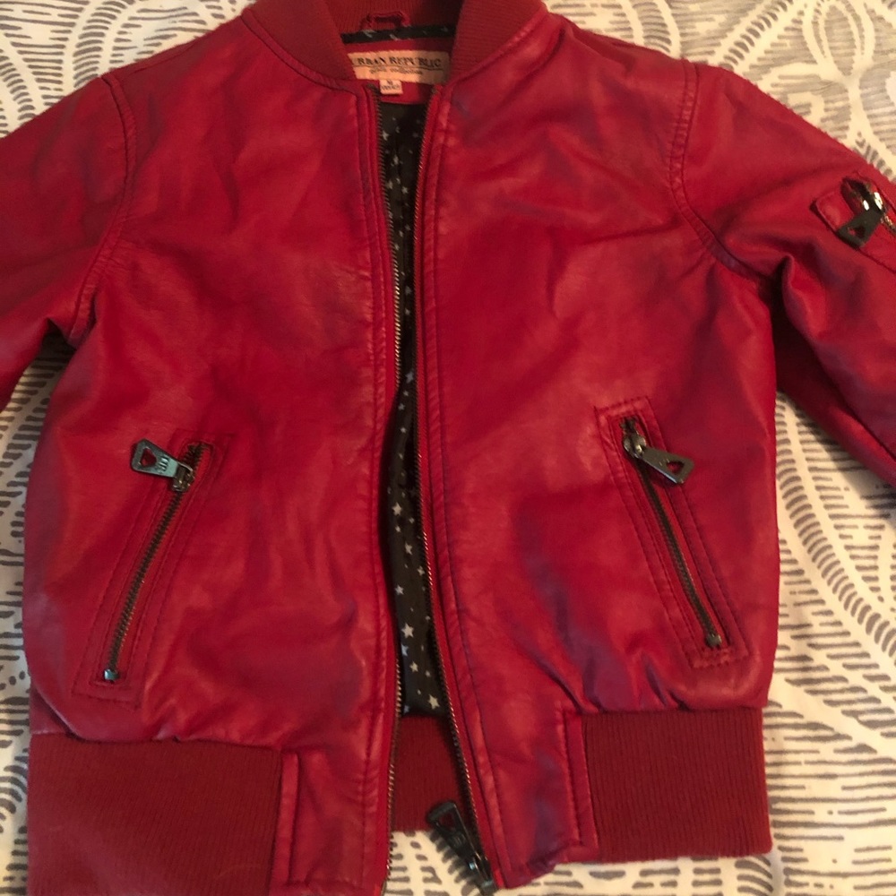 Girls (10/12) Red pleather moto jacket